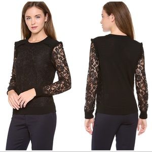 NEW Tory Burch Dina Merino Wool Lace Sweater Large